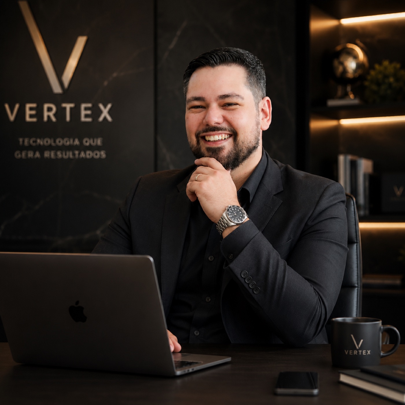 Guilherme Barboza no escritório da Vertex